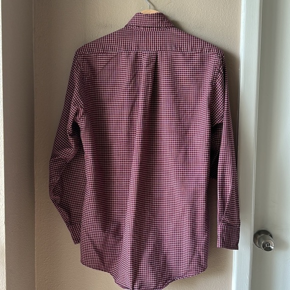 L.L. BEAN Mens Maroon Plaid Long Sleeve Button Down Shirt - Picture 6 of 6